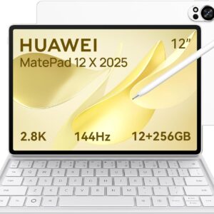 HUAWEI MatePad 12X 2025 Tablet 2.8K 12-inch 1000nits display, 144Hz, 12+256GB, 10100 mAh Battery, 66W SuperCharge, WiFi 7, WPS Office, 6 Speakers, UItra-light Keyboard + Free M-Pencil Pro, White