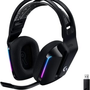 Logitech G Logitech G733 LIGHTSPEED Wireless Gaming Headset with suspension headband, LIGHTSYNC RGB, Blue VO!CE mic technology and PRO-G audio drivers - Black