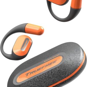 TRUEFREE O2 Open-Ear Headphones, Air Conduction Bluetooth 5.3 Wireless Earbuds, 22 Hours of Playtime, Four Mics Clear Calls, 15mm Enhanced Bass, Multipoint Connection, App Control, Commute, Workout