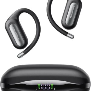 TRUEFREE EarFit DS1 Open Ear Wireless Earbuds Headphones, Bluetooth 6.0 Ear buds Earhook with LED Display, 40H Playtime, Waterproof IPX5, Secure Fit, Noise Cancelling Mic for Sport, Work & Commute